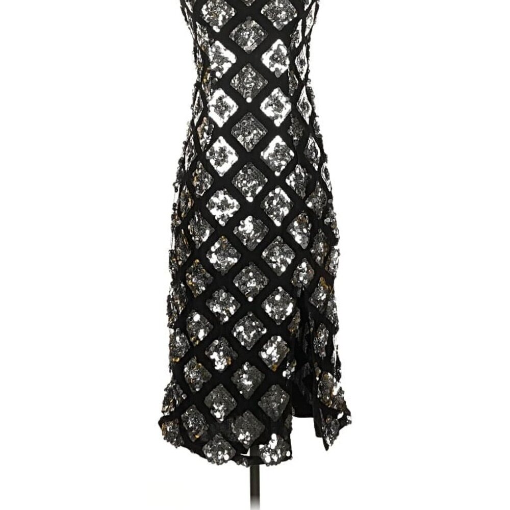 NWT French Connection black dress with silver diamond sequins, size 4 - Picture 2 of 13